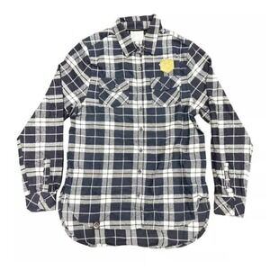 Pokémon Center Navy Plaid Fitted Flannel Shirt - Women Size Medium